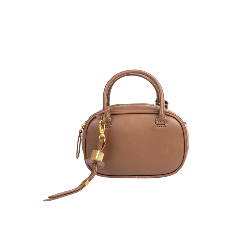 Brown Boston Rexine Handbag