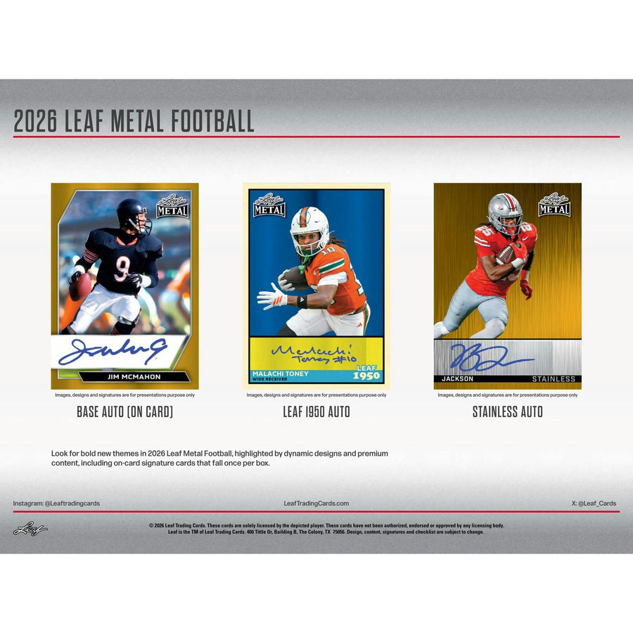 2026 Leaf Metal Football Hobby Jumbo 8-Box Case - Image 9