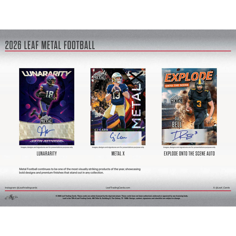 2026 Leaf Metal Football Hobby Jumbo 8-Box Case - Image 12
