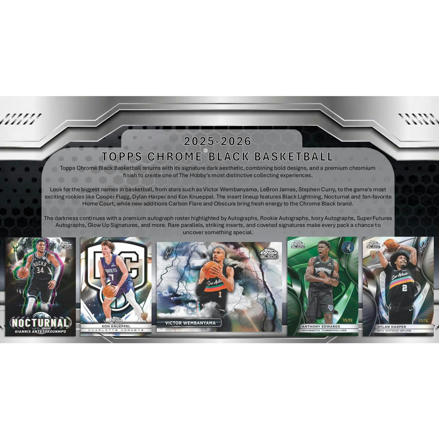 2025/26 Topps Chrome Black Basketball Hobby Box (Presell) - Image 5