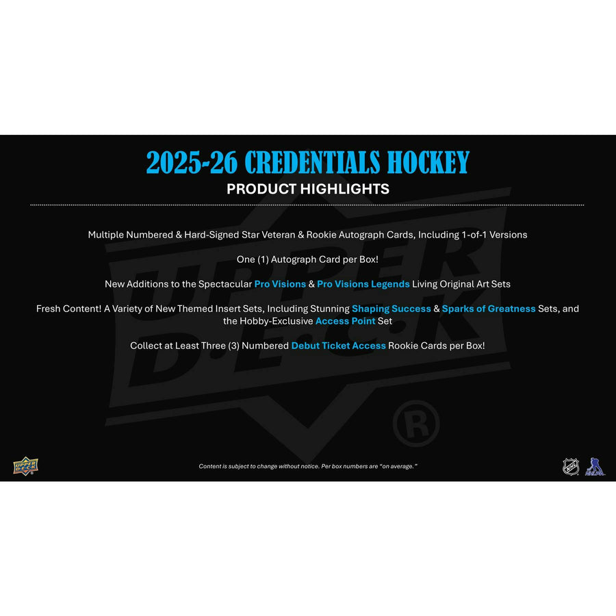 2025/26 Upper Deck Credentials Hockey Hobby 20-Box Case - Image 7