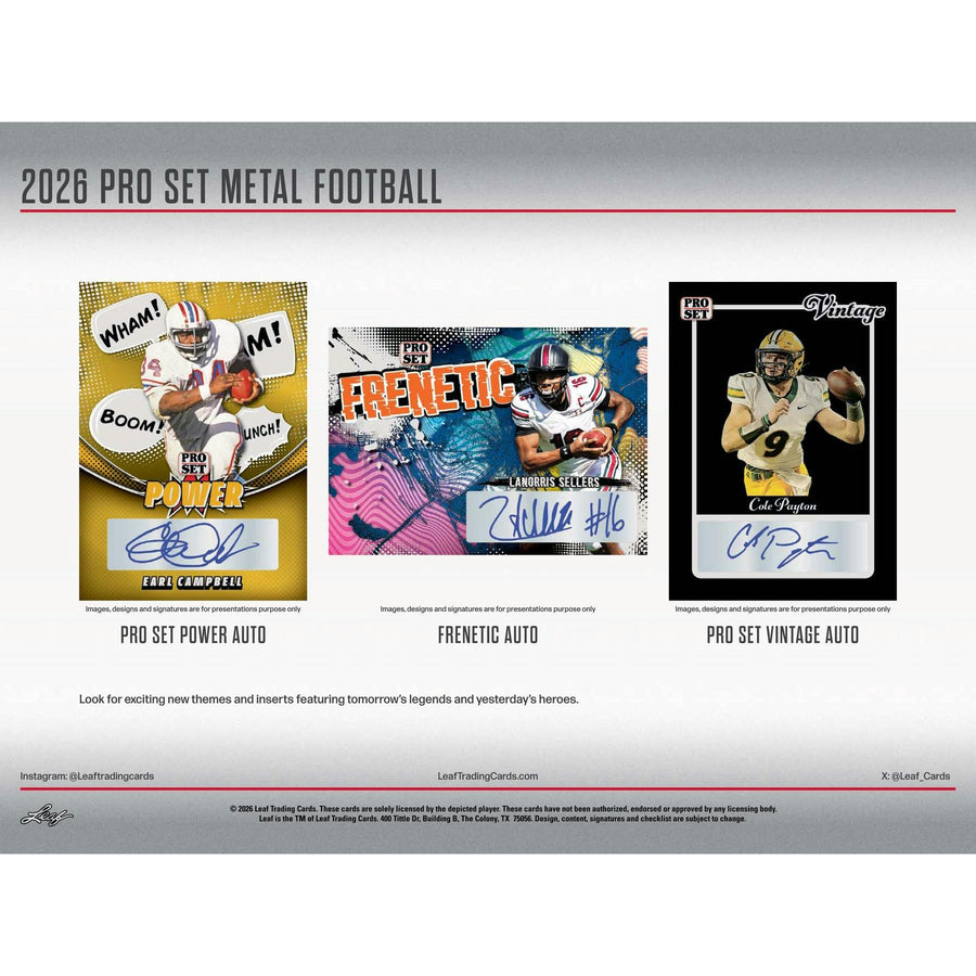 2026 Leaf Pro Set Metal Football Hobby 10-Box Case - Image 8