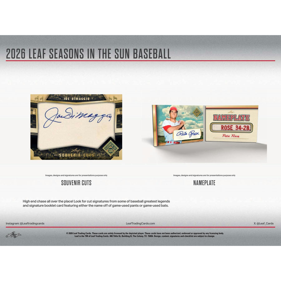 2026 Leaf Seasons in the Sun Baseball Hobby 10-Box Case - Image 12