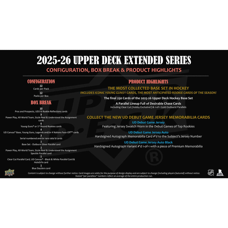 2025/26 Upper Deck Extended Series Hockey Hobby 12-Box Case - Image 8