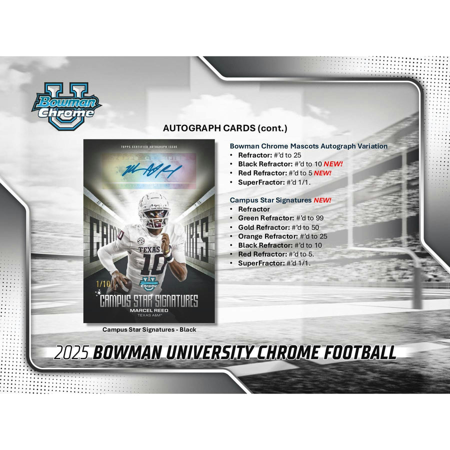 2025 Bowman University Chrome Football Blaster 40-Box Case - Image 12